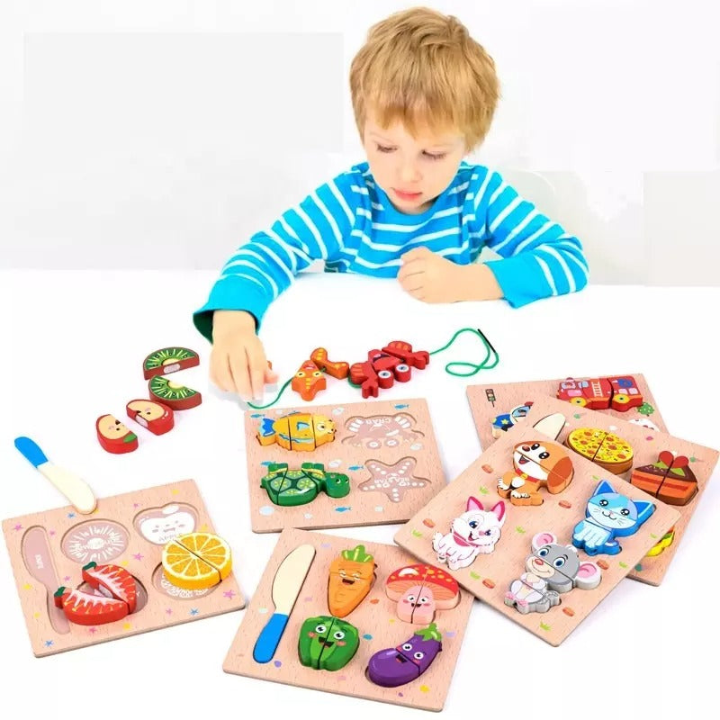 Puzzle de Madera 3D Puzzle Blocks  - Montessori 1 año +